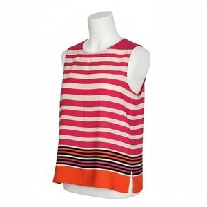 Rose & Olive Pink and Orange Stripe Button-Back Blouse – Size Large